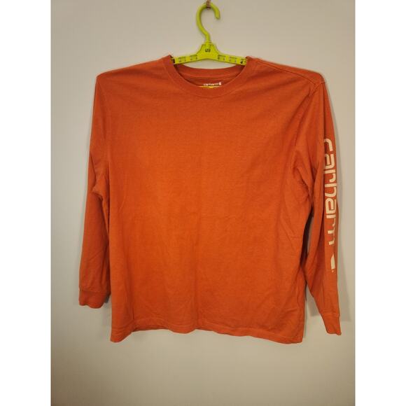 Carhartt Tshirt Mens 2XL Orange Long Sleeve Crew Neck Tee Shirt Loose Fit Logo - Picture 3 of 10